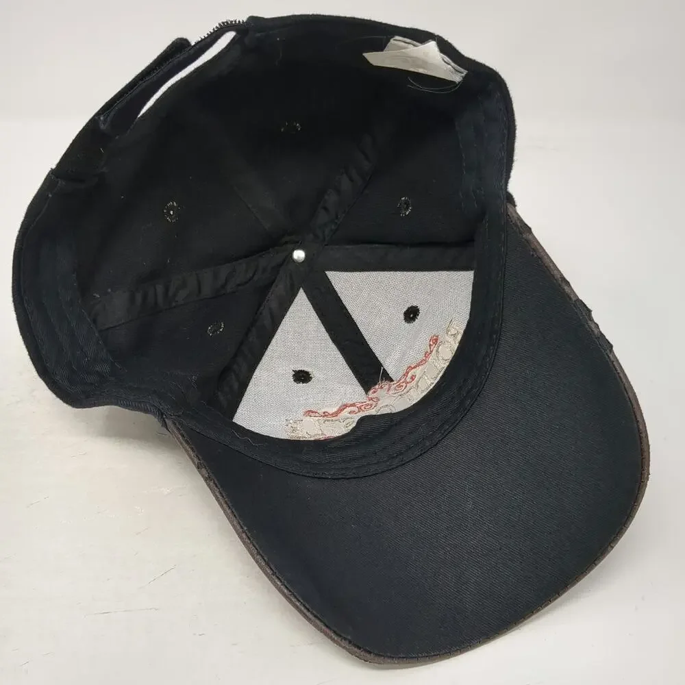 CSI Boldt Castle Hat Black Brown One Size Baseball Cap Faux Leather Brim